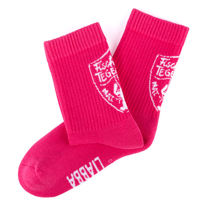 Pinke Sport-Socken mit Fischerei Tegernsee Wappen