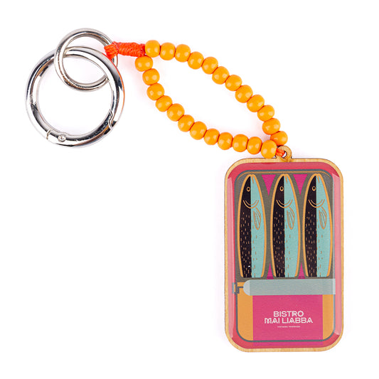 Schlüsselanhänger "Sardinen" mit orangenen Perlen