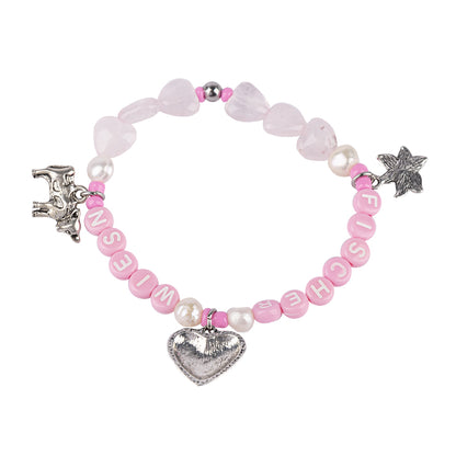 Perlenarmband Pink mit Trachten Charms