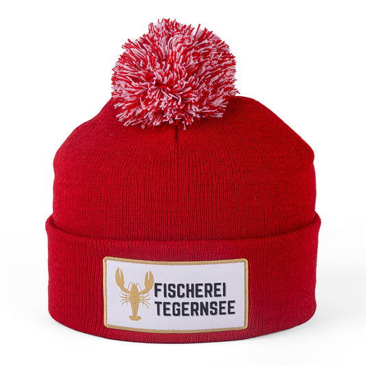 Lobster Mütze mit Bommel rot