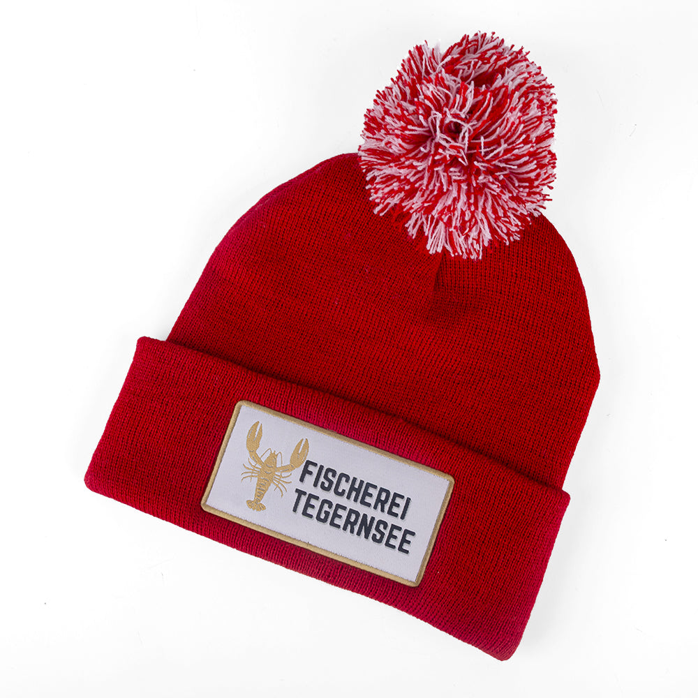 Lobster Mütze mit Bommel rot